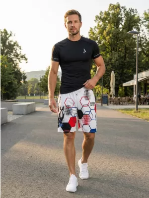 Pantaloni scurți funcționali premium pentru bărbați, fără buzunare ALTISPORT VOJ/ALM036KRA02 HEXA ALB