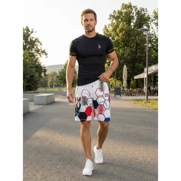  Pantaloni scurți funcționali premium pentru bărbați, fără buzunare ALTISPORT VOJ/ALM036KRA02 HEXA ALB 