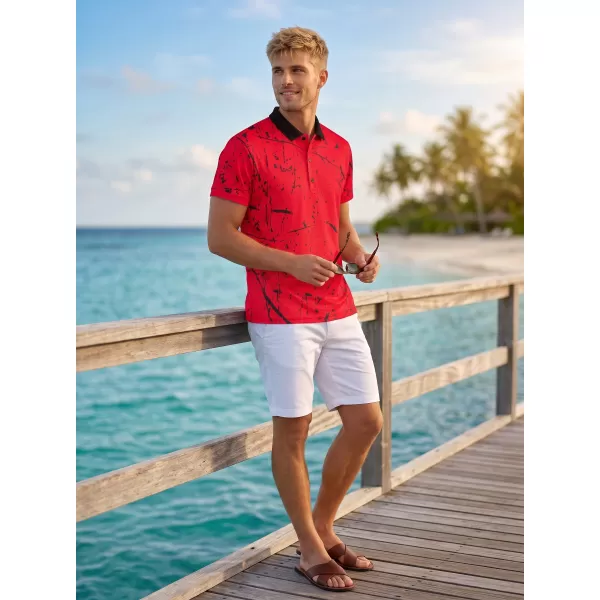  Tricou funcțional pentru bărbați cu guler premium ALTISPORT VOJ/ALM034TR05 ROŞU 