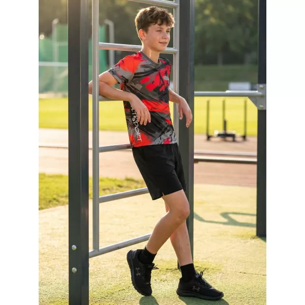  Tricou funcțional premium pentru copii ALTISPORT VOJ/ALK014TR01 NEGRU/ROSU 