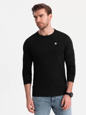 Tricou pentru bărbați cu mâneci lungi OMBRE OM-LSCL-0102 NEGRU