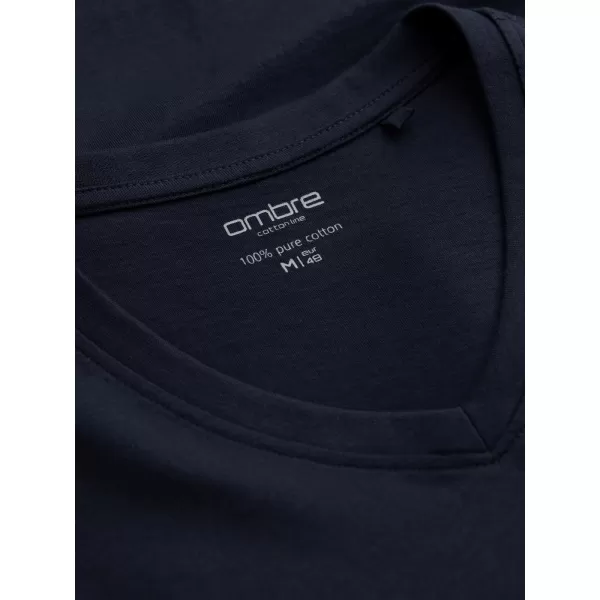  Tricou pentru bărbați cu mânecă lungă OMBRE OM-LSBL-0108 ALBASTRU MARIN 
