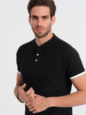 Mens t -thirt cu guler OMBRE OM-TSCT-0156 NEGRU