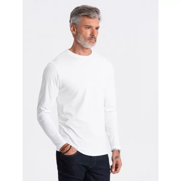  Tricou pentru bărbați cu mânecă lungă OMBRE OM-LSBL-0106 ALB 