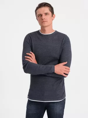 Pulover pentru bărbați OMBRE OM-SWSW-0103 MELANGE ALBASTRU BLEUMARIN