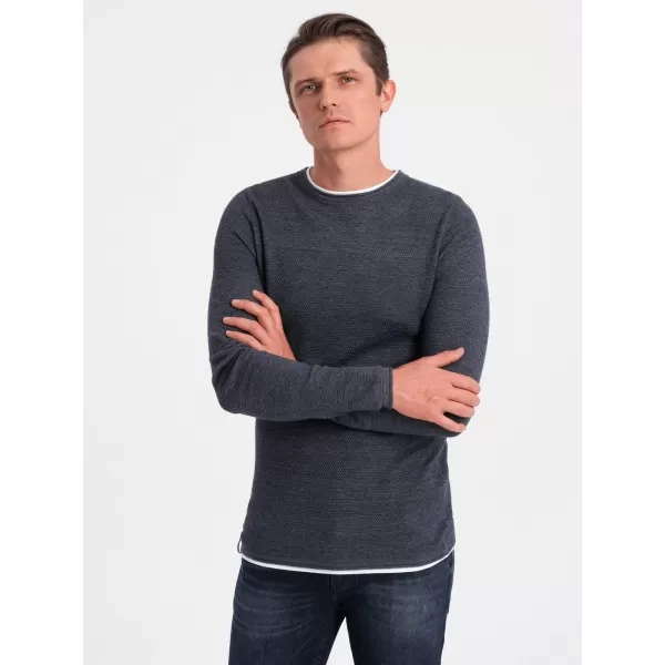  Pulover pentru bărbați OMBRE OM-SWSW-0103 MELANGE ALBASTRU BLEUMARIN 