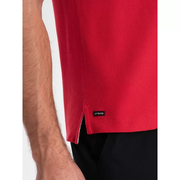  Mens t -thirt cu guler OMBRE OM-TSCT-0156 ROŞU 