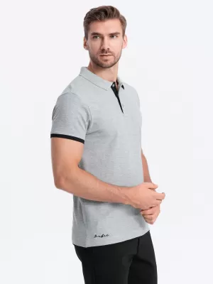 Mens t -thirt cu guler OMBRE OM-POSS-0113 GRI