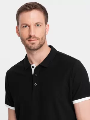 Mens t -thirt cu guler OMBRE OM-POSS-0113 NEGRU