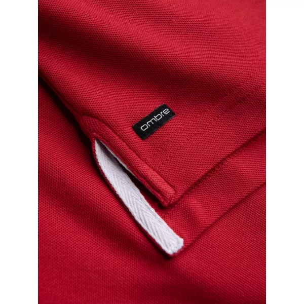  Mens t -thirt cu guler OMBRE OM-TSCT-0156 ROŞU 