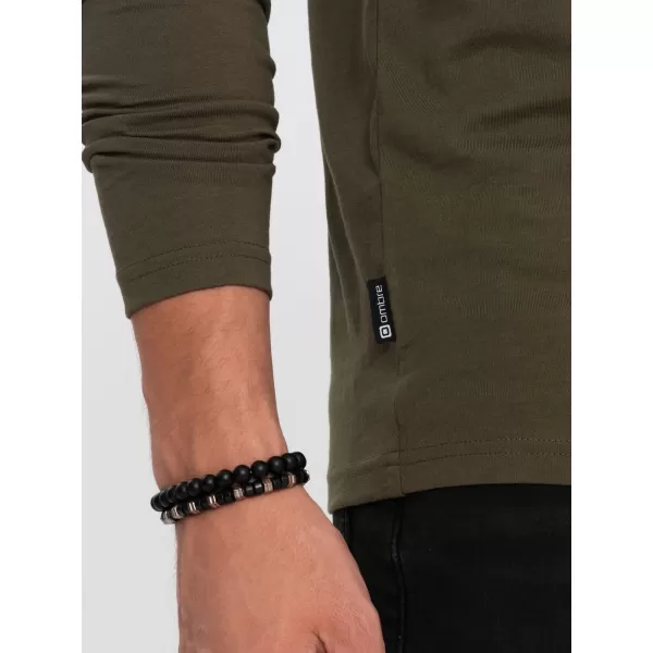  Tricou pentru bărbați cu mânecă lungă OMBRE OM-LSBL-0106 MĂSLIN ÎNTUNECAT 