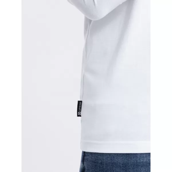  Tricou pentru bărbați cu mânecă lungă OMBRE OM-LSCL-0110 ALB 