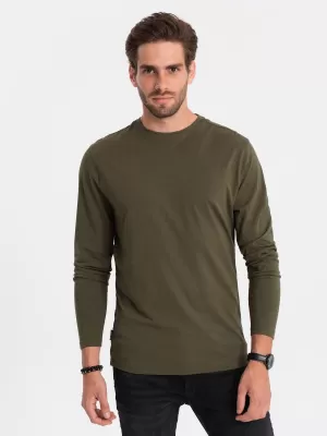 Tricou pentru bărbați cu mânecă lungă OMBRE OM-LSBL-0106 MĂSLIN ÎNTUNECAT