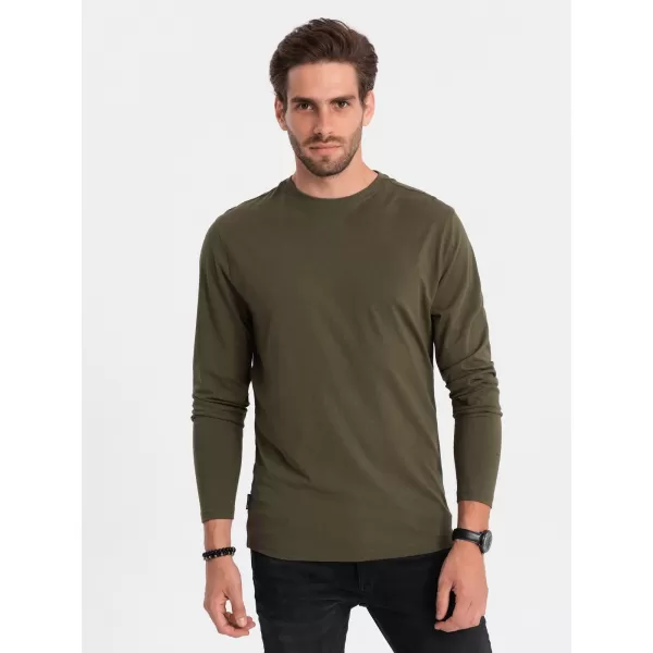  Tricou pentru bărbați cu mânecă lungă OMBRE OM-LSBL-0106 MĂSLIN ÎNTUNECAT 