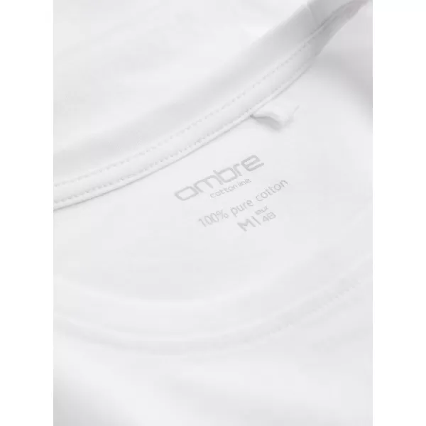  Tricou pentru bărbați cu mânecă lungă OMBRE OM-LSBL-0106 ALB 