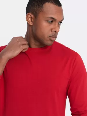 Tricou pentru bărbați cu mâneci lungi OMBRE OM-LSBL-0106 ROŞU