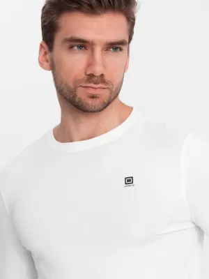 Tricou pentru bărbați cu mânecă lungă OMBRE OM-LSCL-0102 ALB