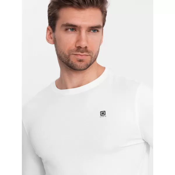  Tricou pentru bărbați cu mânecă lungă OMBRE OM-LSCL-0102 ALB 