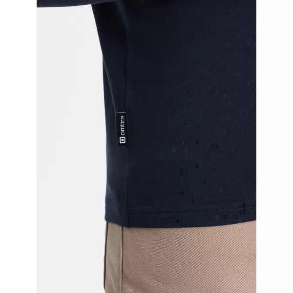  Tricou pentru bărbați cu mâneci lungi OMBRE OM-LSCL-0102 ALBASTRU MARIN 
