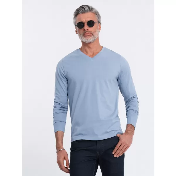  Tricou pentru bărbați cu mânecă lungă OMBRE OM-LSBL-0108 DENIM ALBASTRU 