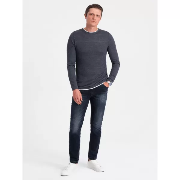 Pulover pentru bărbați OMBRE OM-SWSW-0103 MELANGE ALBASTRU BLEUMARIN 