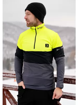 Premium cu hanorac termo funcțional pentru bărbați ALTISPORT VOJ/ALM051TER03 NEON GALBEN/GRI