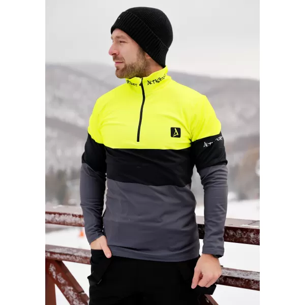  Premium cu hanorac termo funcțional pentru bărbați ALTISPORT VOJ/ALM051TER03 NEON GALBEN/GRI 