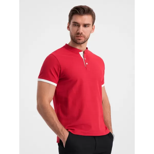  Mens t -thirt cu guler OMBRE OM-TSCT-0156 ROŞU 