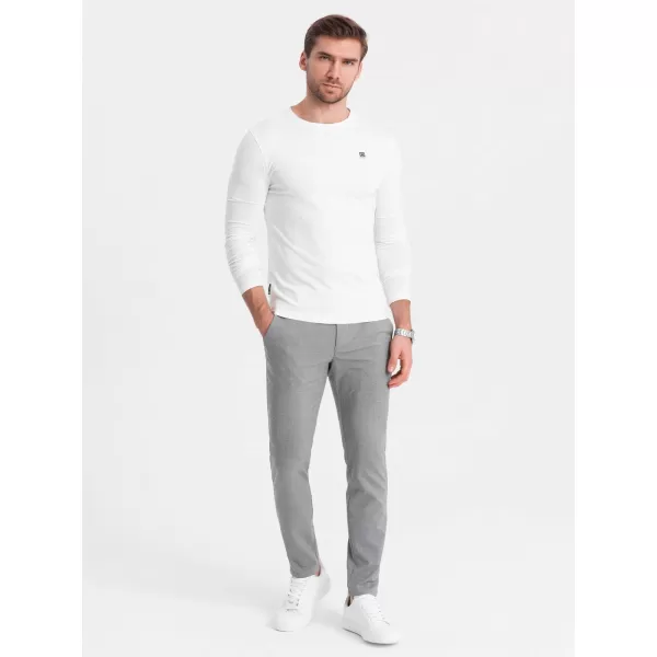  Tricou pentru bărbați cu mânecă lungă OMBRE OM-LSCL-0102 ALB 
