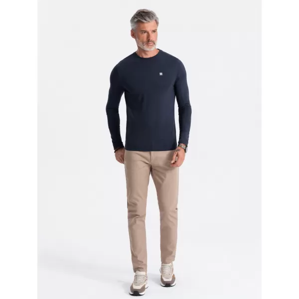  Tricou pentru bărbați cu mâneci lungi OMBRE OM-LSCL-0102 ALBASTRU MARIN 