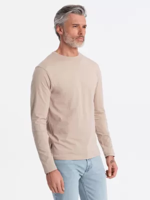 Tricou pentru bărbați cu mânecă lungă OMBRE OM-LSBL-0106 BEJ