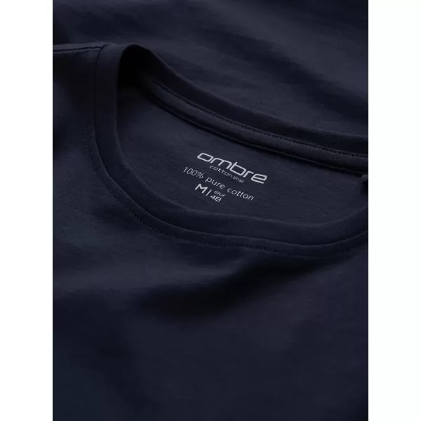  Tricou pentru bărbați cu mânecă lungă OMBRE OM-LSBL-0106 ALBASTRU MARIN 