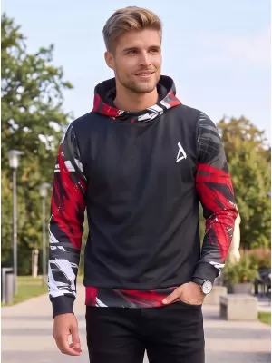 Hanorac funcțional premium pentru bărbați ALTISPORT VOJ/ALM039MI01 NEGRU ȘI ROȘU