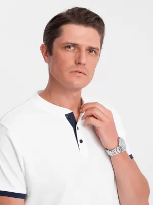 Mens t -thirt cu guler OMBRE OM-TSCT-0156 ALB