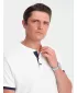 Mens t -thirt cu guler OMBRE OM-TSCT-0156 ALB