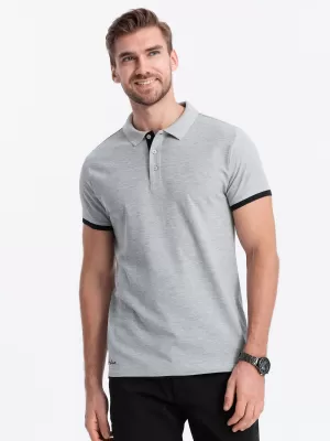 Mens t -thirt cu guler OMBRE OM-POSS-0113 GRI
