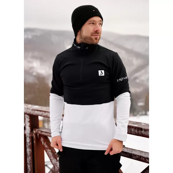  Premium cu hanorac termo funcțional pentru bărbați ALTISPORT VOJ/ALM051TER03 ALB -NEGRU 