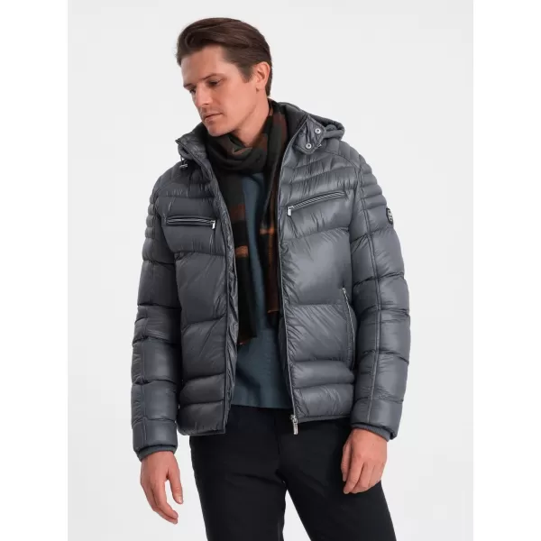  Geacă de iarnă pentru bărbați OMBRE OM-JAHP-22FW-010 GRAFIT 