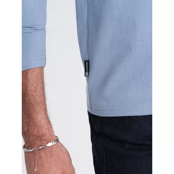  Tricou pentru bărbați cu mânecă lungă OMBRE OM-LSBL-0108 DENIM ALBASTRU 
