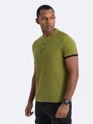 Mens t -thirt cu guler OMBRE OM-TSCT-0156 MĂSLIN