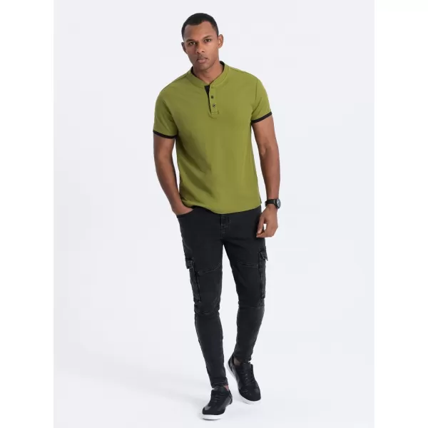  Mens t -thirt cu guler OMBRE OM-TSCT-0156 MĂSLIN 