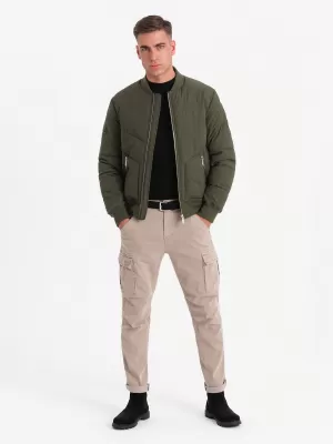 Sacou OMBRE OM-JALP-0143 VERDE MĂSLIN ÎNCHIS