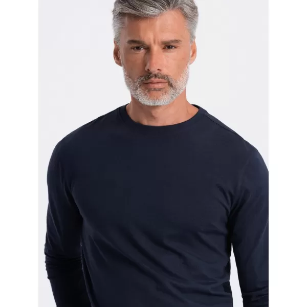  Tricou pentru bărbați cu mânecă lungă OMBRE OM-LSBL-0106 ALBASTRU MARIN 