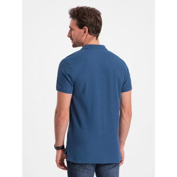  Tricou pentru bărbați cu guler OMBRE S1374 ALBASTRU ÎNCHIS 