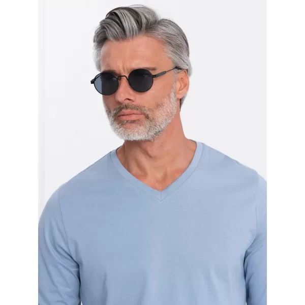  Tricou pentru bărbați cu mânecă lungă OMBRE OM-LSBL-0108 DENIM ALBASTRU 