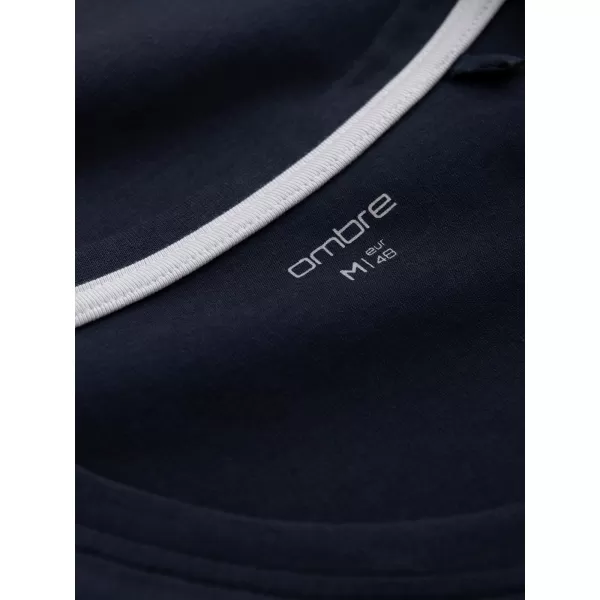 Tricou pentru bărbați cu mânecă lungă OMBRE OM-LSCL-0110 ALBASTRU MARIN 