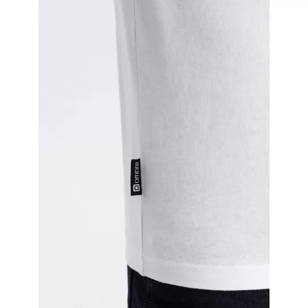  Tricou pentru bărbați cu mânecă lungă OMBRE OM-LSBL-0106 ALB 