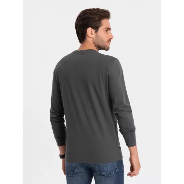  Tricou pentru bărbați cu mânecă lungă OMBRE OM-LSBL-0106 GRAFIT 