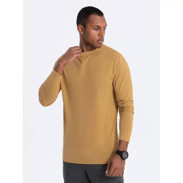  Tricou pentru bărbați cu mânecă lungă OMBRE OM-LSBL-0106 MUŞTAR 