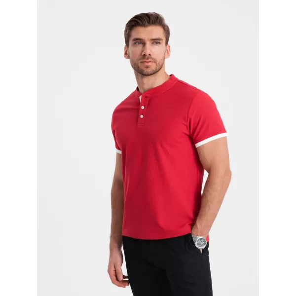  Mens t -thirt cu guler OMBRE OM-TSCT-0156 ROŞU 